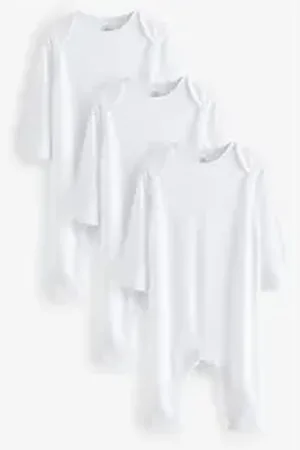 Next Schlafoverall Hautfreundliche Baby-Schlafanzüge im 3er-Pack (3-tlg) weiß 56 (bis zu 1 Mon.)
