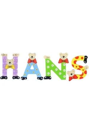Playshoes Deko-Buchstaben (Set, 4 St), Kinder Holz-Buchstaben Namen-Set "HANS" in bunten Farben bunt