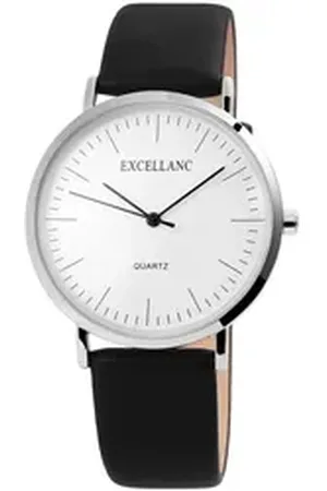 Excellanc Quarzuhr EX0151 Herrenuhr mit Kunstlederband, schwarz, Herrenuhr Lederimitat