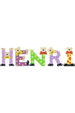 Playshoes Deko-Buchstaben (Set, 5 St), Kinder Holz-Buchstaben Namen-Set "HENRI" in bunten Farben bunt