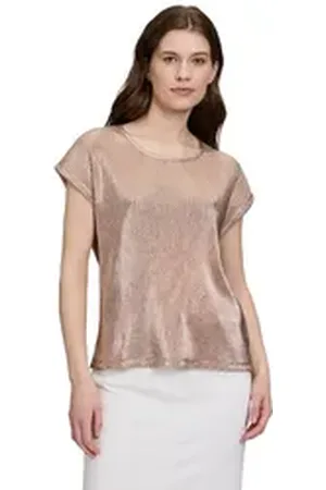 Betty Barclay Kurzarmshirt Casual-Shirt mit Glanzeffekt (1-tlg) Foliendruck beige 42