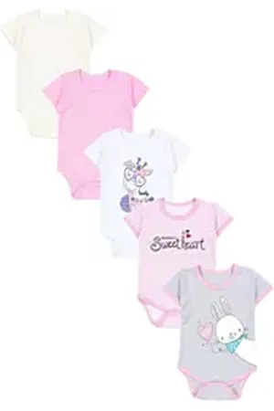 TupTam Kurzarmbody Mädchen Baby Body Kurzarm in Unifarben - 5er Pack bunt|grau|rosa 92