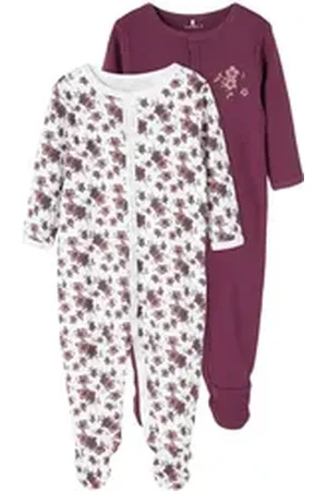 NAME IT Strampler Mädchen Schlafstrampler 2er Pack Blumen (Packung, 2-tlg., 2er-Pack) lila 68