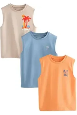 Next Stricktop Tank-Trägertops, 3er-Pack (3-tlg) blau|orange 140 (10 J.)