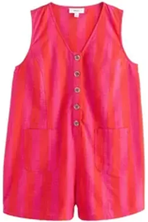 Next Playsuit Geknöpfter Playsuit mit V-Ausschnitt aus Baumwolle (1-tlg) rosa 36