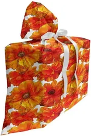 Abakuhaus Spielzeugtruhe Stoffbeutel für Partygeschenke mit 3 Bändern, Orange Antike Bohemian Poppies
