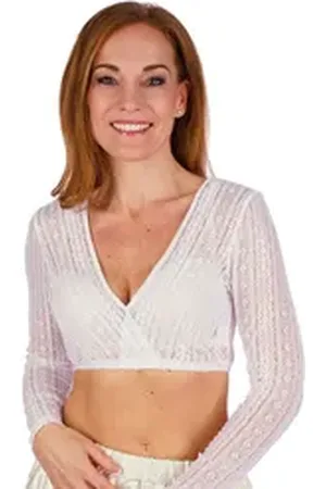 MELEGA Dirndlbluse Dirndlbluse - VENA - creme, weiß weiß 34