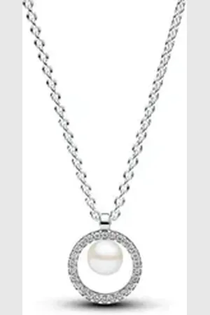 PANDORA Kette mit Anhänger 393165C01 Halskette Damen Süßwasserzuchtperle Zirkonia Silber