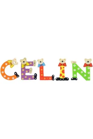 Playshoes Deko-Buchstaben (Set, 5 St), Kinder Holz-Buchstaben Namen-Set "CELIN" in bunten Farben bunt