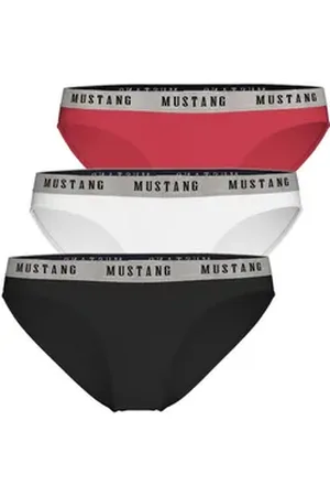 Mustang Slip Tara Unterhose Slip Unterwäsche Dessous Lingerie (Set, 3-St., 3er-Pack) Kuschelweich - Atmungsaktiv - Formstabil - Sportliche Passform bunt|schwarz M