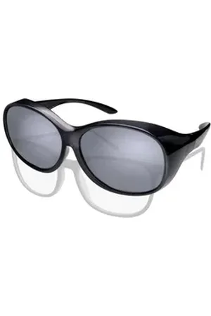Active Sonnenbrille Überziehsonnenbrille Damen MEGA (inklusive Schiebebox und Brillenputztuch) Vintage Stil schwarz