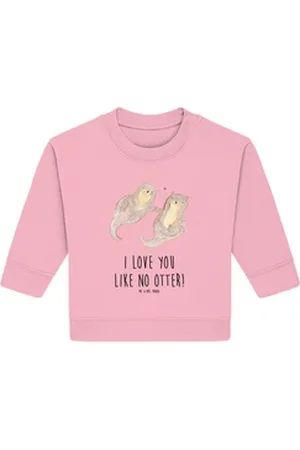Mr. & Mrs. Panda Longpullover Otter Hände halten 6. - 12. Monat - Cotton Pink - Geschenk, Otter See (1-tlg) rosa 6. - 12. Monat