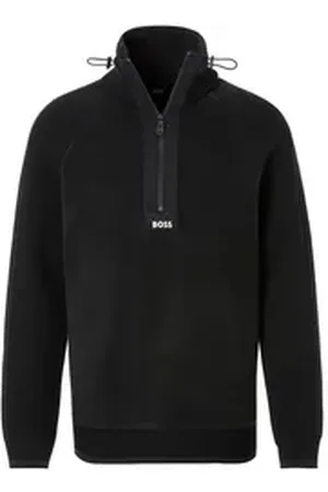 HUGO BOSS V-Ausschnitt-Pullover Zartic mit Reißverschluss schwarz L