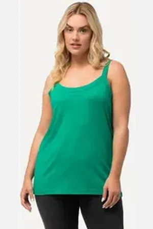 Ulla Popken Longtop Spaghettitop Rundhals Modalmix ärmellos gelb 42/44