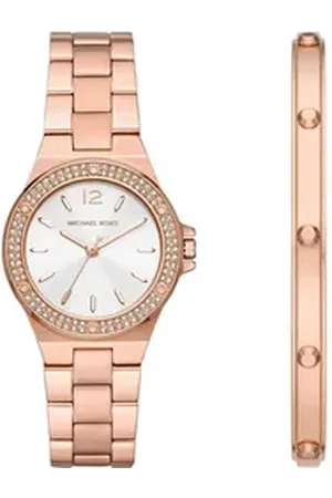 Michael Kors Quarzuhr LENNOX MK1073SET, (Set, 2-tlg., mit passendem Armschmuck), Armbanduhr, Damenuhr, ideal auch als Geschenk, Edelstahlarmband goldfarben
