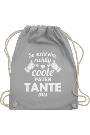 Shirtracer Turnbeutel So sieht eine richtig coole Patentante aus, Patentante Geschenk grau