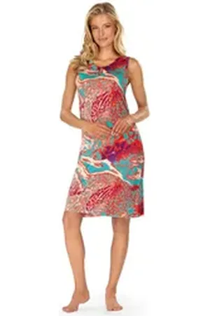 ASCAFA Strandkleid Beach (Packung, 1-tlg., 1-teilig) Damen Trägerkleid 100cm Sommerkleid Leolook Strandmode lila 44