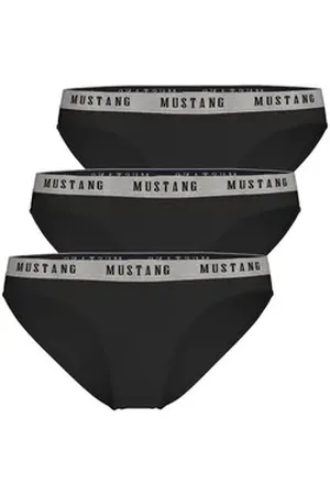 Mustang Slip Tara Unterhose Slip Unterwäsche Dessous Lingerie (Set, 3-St., 3er-Pack) Kuschelweich - Atmungsaktiv - Formstabil - Sportliche Passform schwarz S