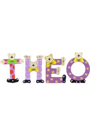 Playshoes Deko-Buchstaben (Set, 4 St), Kinder Holz-Buchstaben Namen-Set "THEO" in bunten Farben bunt