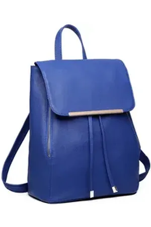 MISS LULÙ Cityrucksack Damen Rucksack aus Kunstleder – Elegant mit Rolltop. blau