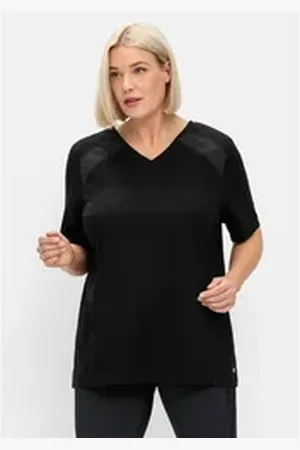Sheego Funktionsshirt Große Größen atmungsaktive Qualität, mit Mesh-Einsätzen schwarz 40/42