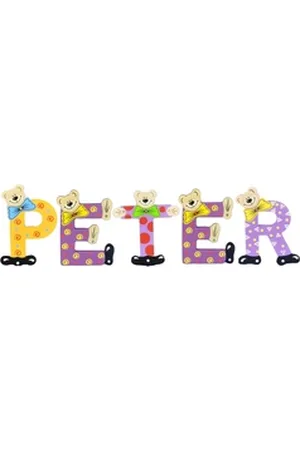 Playshoes Deko-Buchstaben (Set, 5 St), Kinder Holz-Buchstaben Namen-Set "PETER" in bunten Farben bunt