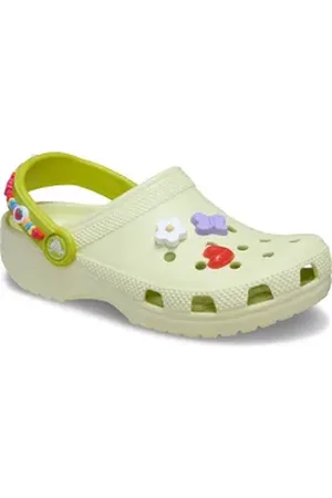 Crocs Classic Friendship Bracelet Clog, Hausschuhe, Sandale, Badeschuh mit Lüftungsöffnungen grün 22 EU
