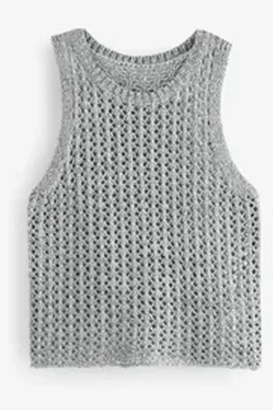 Next Stricktop Gestricktes Tanktop mit Pailletten (1-tlg) grau L