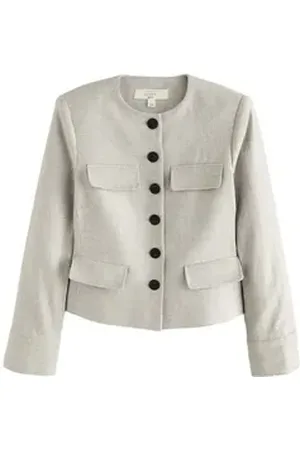 Next Kurzjacke Trophy-Jacke aus Baumwoll-Leinen-Mischung (1-St) grün 50 (GB: 22)