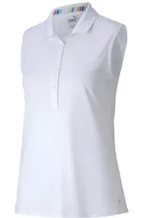 PUMA Poloshirt Golf Polo Rotation Sleeveless Weiß Damen XS