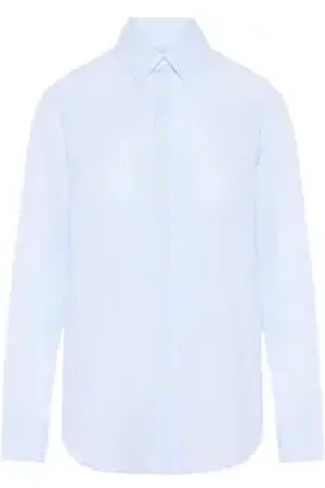 0039 Italy Langarmbluse Bluse MIRA aus Leinen blau L