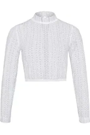 MELEGA Dirndlbluse Dirndlbluse - MONA - creme, schwarz, weiß weiß 44