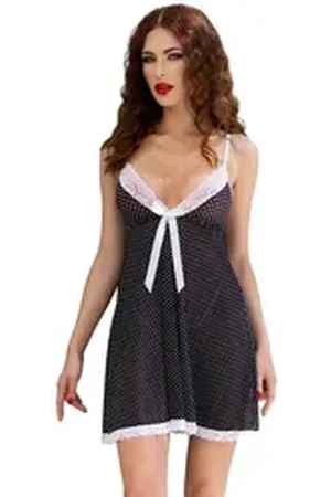 Chilirose Negligé - Babydoll CR4459 schwarz/weiß - (L,M,S) bunt|schwarz L