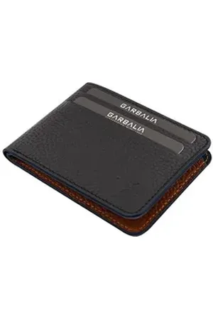 Lucky Bees Geldbörse 100% GENUINE LEATHER, 7,7 cm x 2 cm M1398 schwarz