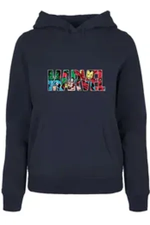 Absolute Cult Kapuzenpullover Damen Ladies Marvel Logo Character Infill Hoody (1-tlg) blau S
