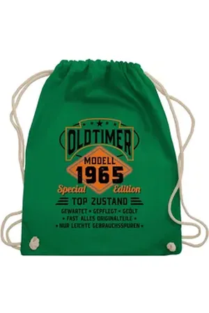 Shirtracer Turnbeutel Oldtimer Modell 1965 - schwarz, 60. Geburtstag grün