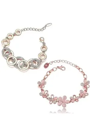 Shining Diva Armband Crystal Studded Bracelet, Combo of 2, (Modischer Kunstschmuck, Für Frauen & Mädchen, Geeignet für alle Anlässe), Langlebige Ausführung