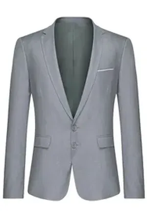 Allthemen Anzugsakko Herren 1 Knopf Blazer mit klassischem Reverskragen grau 52