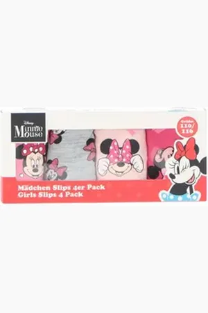 Disney Minnie Mouse Slip Minnie Mouse 4 Pack Unterhosen in Box 100% Baumwolle Unterwäsche 98/104 cm