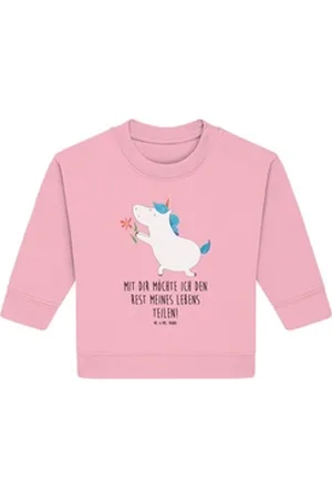 Mr. & Mrs. Panda Longpullover Einhorn Blume 12. - 18. Monat - Cotton Pink - Geschenk, Baby Bullover (1-tlg) rosa 12. - 18. Monat