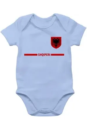 Shirtracer Shirtbody Albanien Trikot Wappen, Shqipëri mit Stolz, Albanisches Fan-Motiv 2026 Fussball WM Fanartikel Baby blau 3/6 Monate