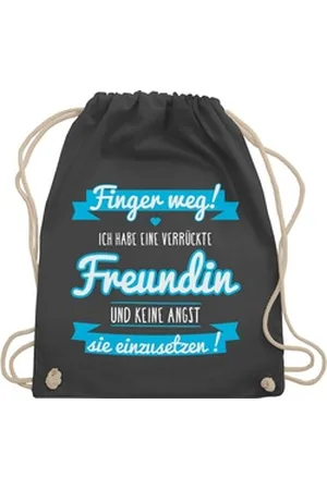 Shirtracer Turnbeutel Ich habe eine verrückte Freundin blau, Statement Sprüche Kinder grau
