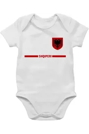 Shirtracer Shirtbody Albanien Trikot Wappen, Shqipëri mit Stolz, Albanisches Fan-Motiv 2026 Fussball WM Fanartikel Baby weiß 1/3 Monate