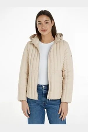 Tommy Hilfiger Daunenjacke FEMININE LW DOWN JACKET mit Logostickerei beige M (38)