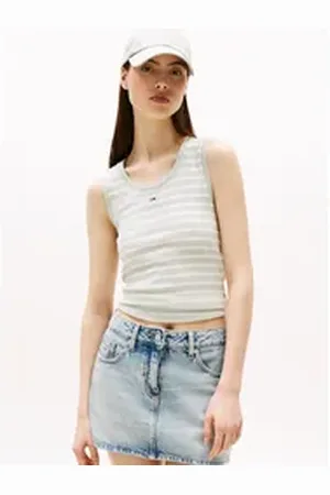 Tommy Hilfiger Tanktop TJW ESSENTIAL RIB TANK EXT mit Logostickerei grün L (40)