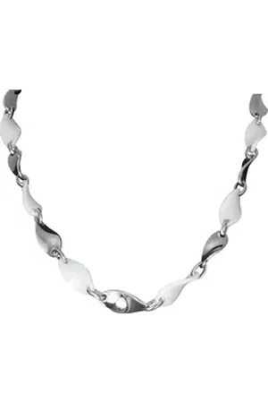 Amello Edelstahlkette Welle Halskette silber weiß (Halsketten, Halskette), Damen Halsketten (Welle) aus Edelstahl (Stainless Steel)