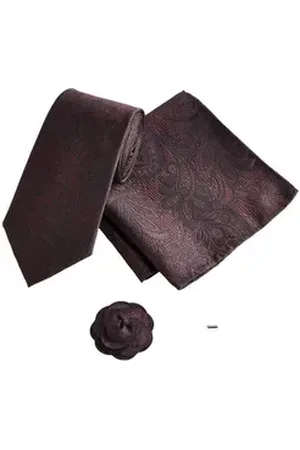 Next Krawatte Paisley-Krawatte, Einstecktuch und Krawattennadel (3-St) rot