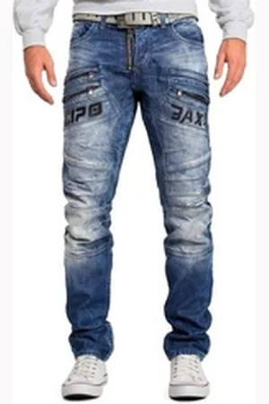 Cipo & Baxx Regular-fit-Jeans Hose BA-CD491 (1-tlg) mit diversen Zippern und Schriftzug blau 42