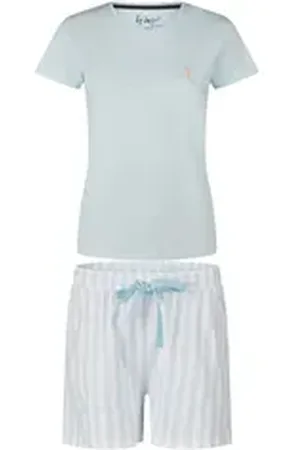 by Louise Shorty Modischer Damen Pyjama kurz (2 tlg) Baumwolle blau XL