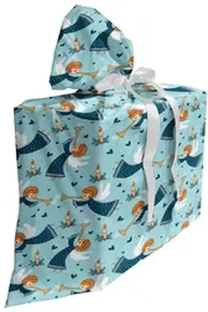 Abakuhaus Spielzeugtruhe Stoffbeutel für Partygeschenke mit 3 Bändern, Engel Winged Mädchen Trompete blau